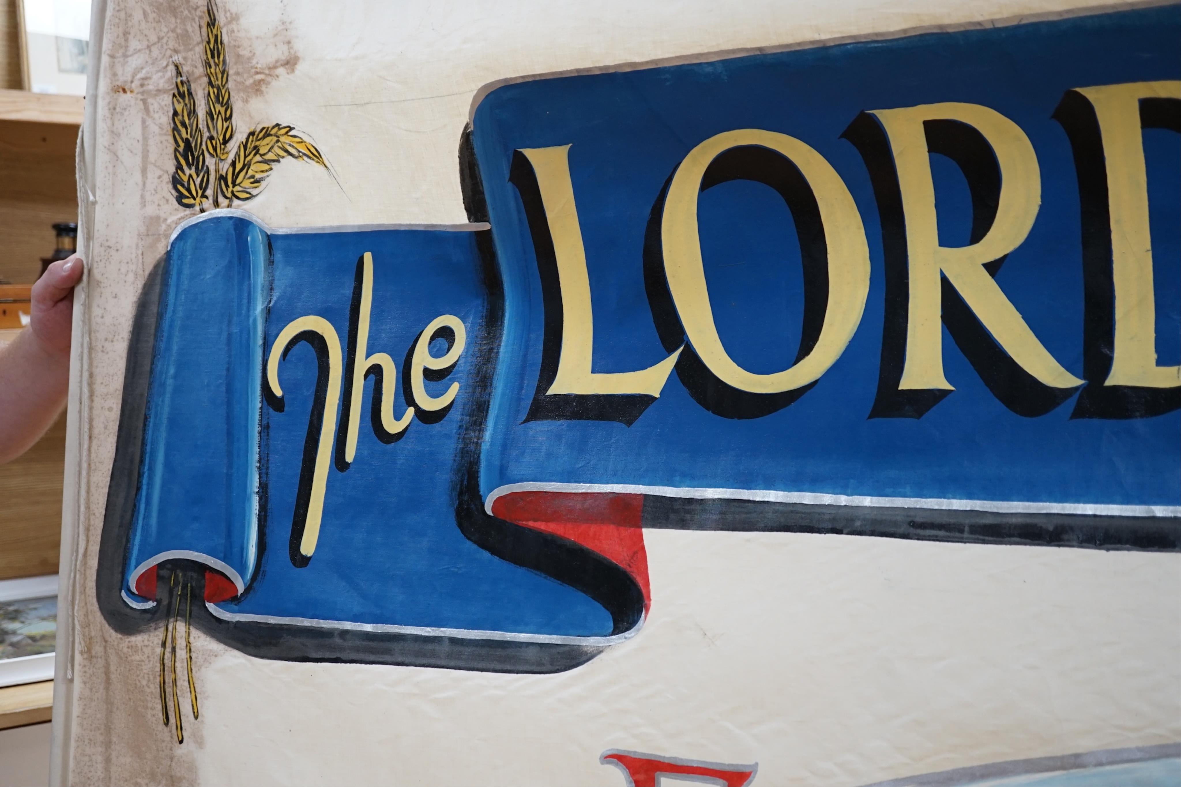 A large hand painted Baptist Revival banner, probably American, 135cm high. Condition - fair